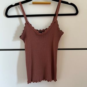 Knit scallop hem tank